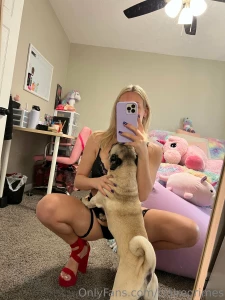 From the front in black lingerie and red heels ft pug pug part 2