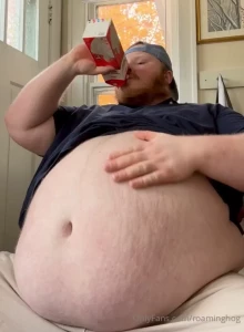 Pig chugs cream