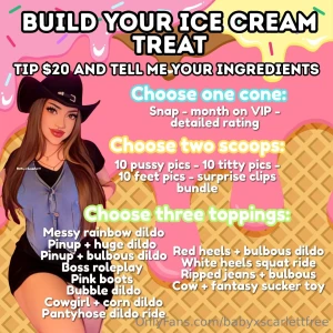 And build your own ice cream treat tip 20 and tell me your choices