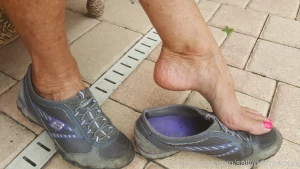 My feet footfetish stinky yard shoes my feet need a pedicure and