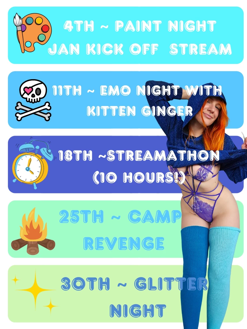 Jan livestream schedule - these are my themed nights this month i ll 