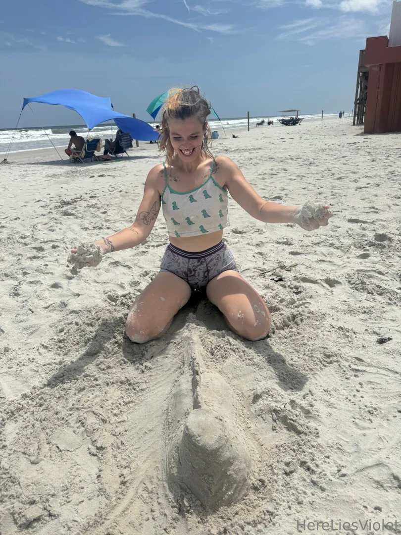 I built a dinosaur on the beach 