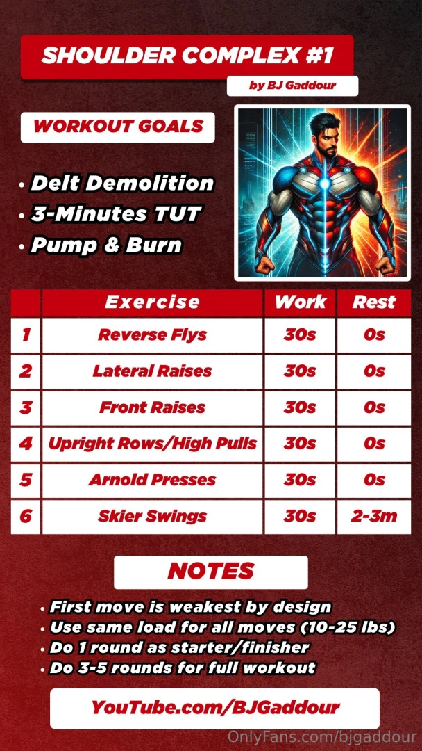 Superhero shoulders complex video demo workout chart provided enjoy part 1 