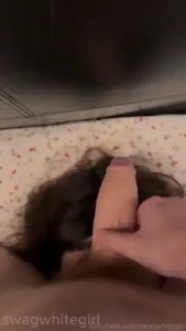 Gf huffs my fat cock and balls and cums to it