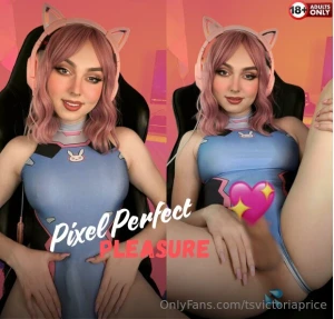 I m all dressed up in my d va cosplay pink kitty headset on legs