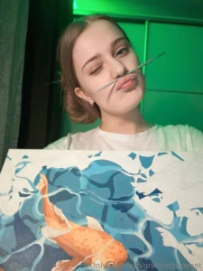 Not done yet but i kinda like it that way painting this little koi has