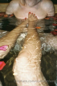 A moment of relaxation in silky warm water where power finds pleasure