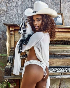 There are two goats in this picture