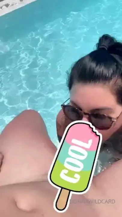 Teasing the pool guy while i play with myself around the pool i see 