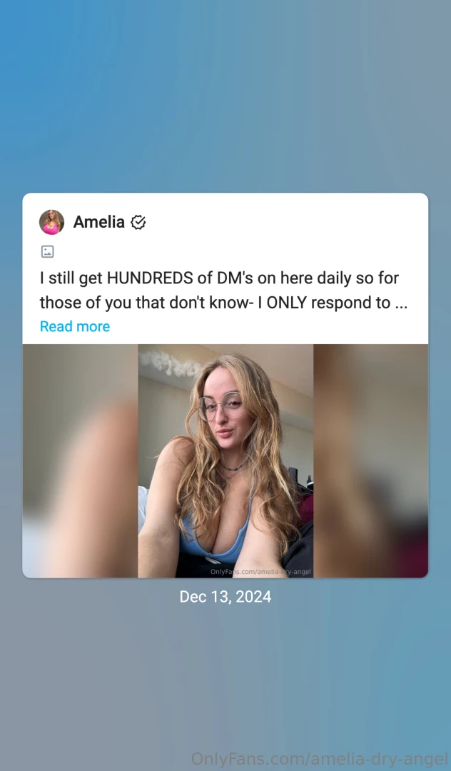 I get so many dm s on here but i only respond on amelia-wet-angel 