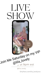 Come see me live tomorrow at 9pm est on my vip account lila_lovely