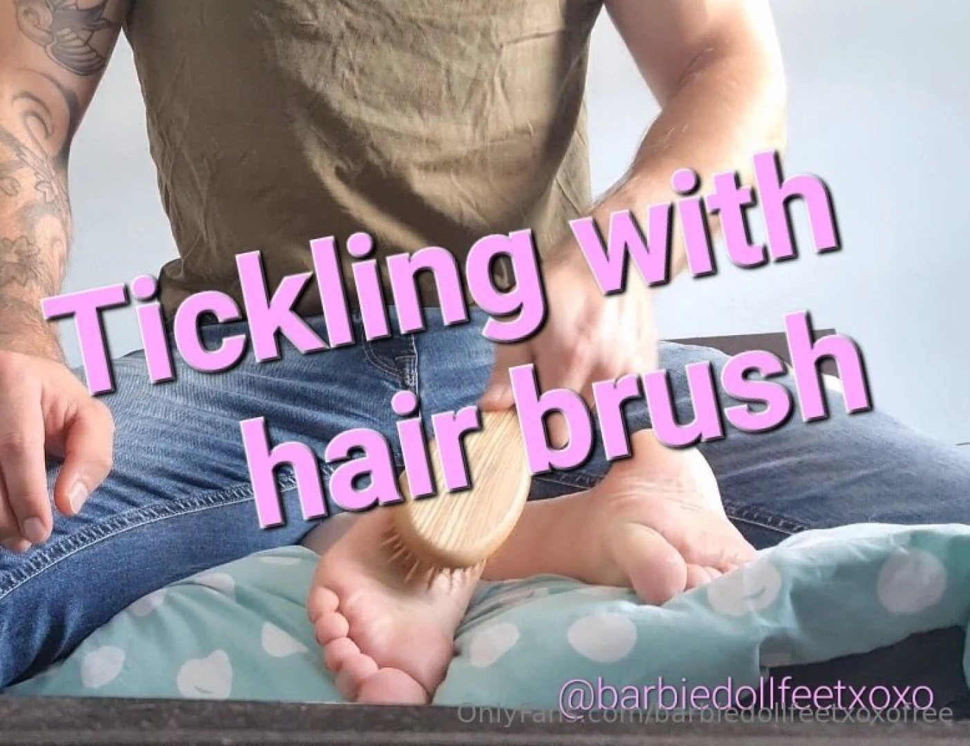 Getting tickled with a hair brush wanna see how ticklish my feet are 