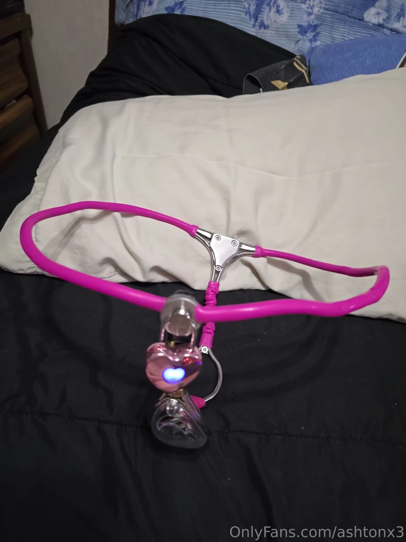 My new pink chastity belt arrived today fully adjusted to fit me just part 2 