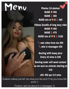 New menu d ck rates custom joi s more sexting bigger bundles for less