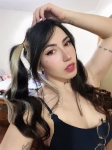 This cute hairstyle and red eyes are a great combo hope you re having part 2
