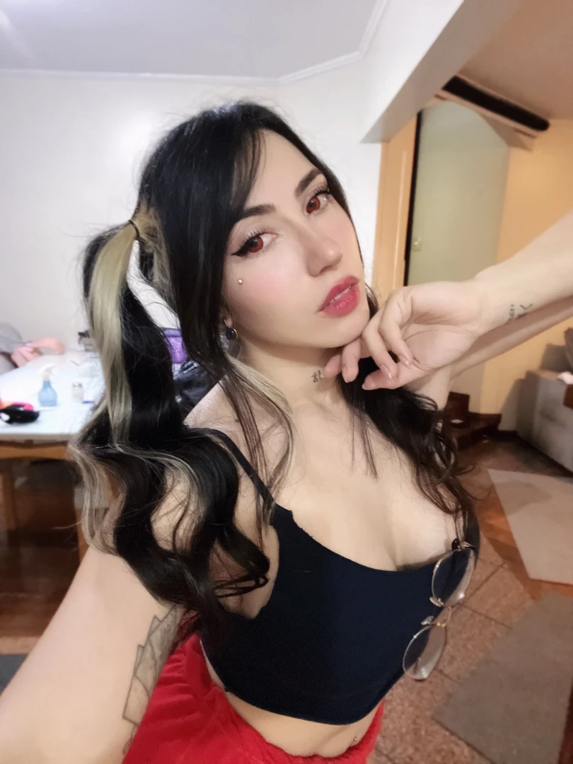 This cute hairstyle and red eyes are a great combo hope you re having part 1 