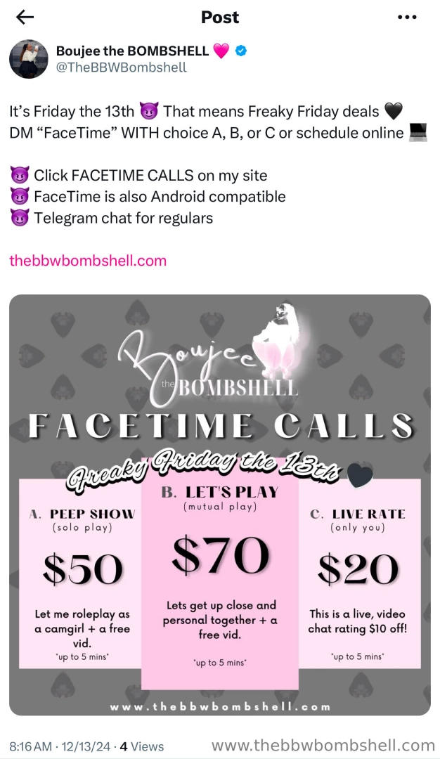 It s freaky friday i ll be going live on my vip thebbwbombshell it s 