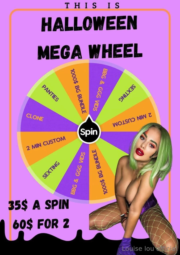 This is halloween mega wheel 35 a spin or 60 for two nbsp you can win 