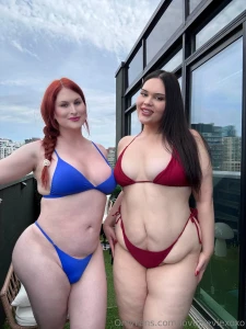 Just two curvy girls enjoying the hot weather together oh and thank
