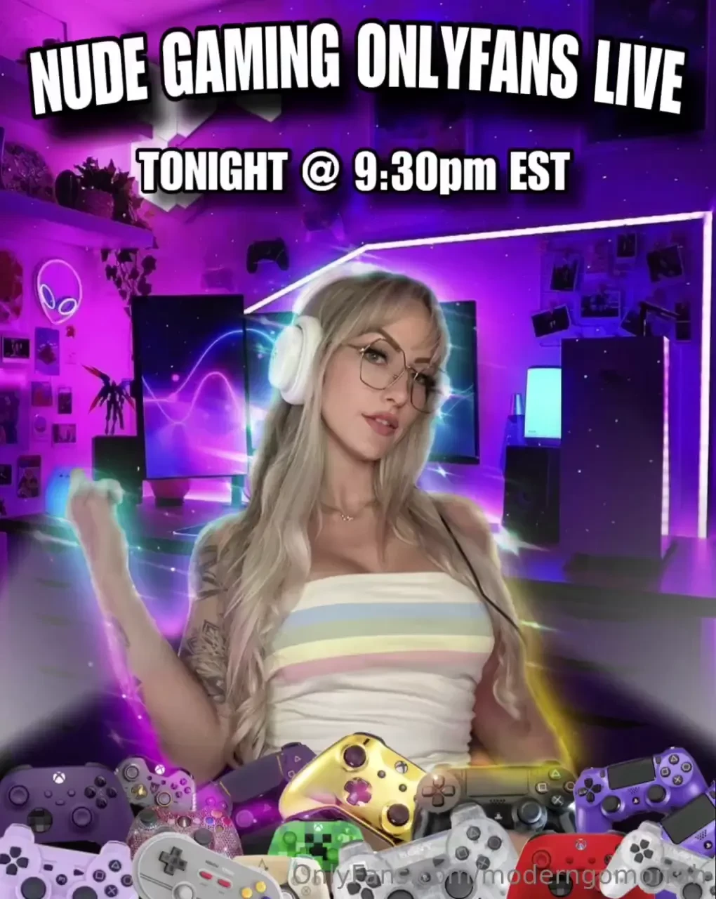 I ll be live tonight for another nude gaming live the show starts at 9 