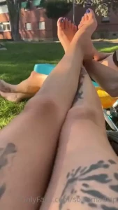 My friend and i in the pool my neighbors walk past us and look at us