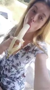 New banana video is out with me toppless out side deep throating