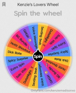 Lover s wheel babe send a tip to spin and see what you win every spin