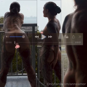 03 01min panty peel and flaunting on the balcony in the rain peeling