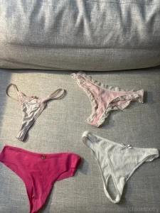 From the second row 1 light pink lace thong with pink rose above pussy part 4