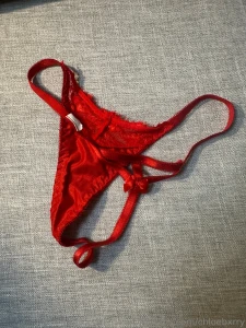First row 1 red lacey christmas thong with bows 2 red lace thong with part 2