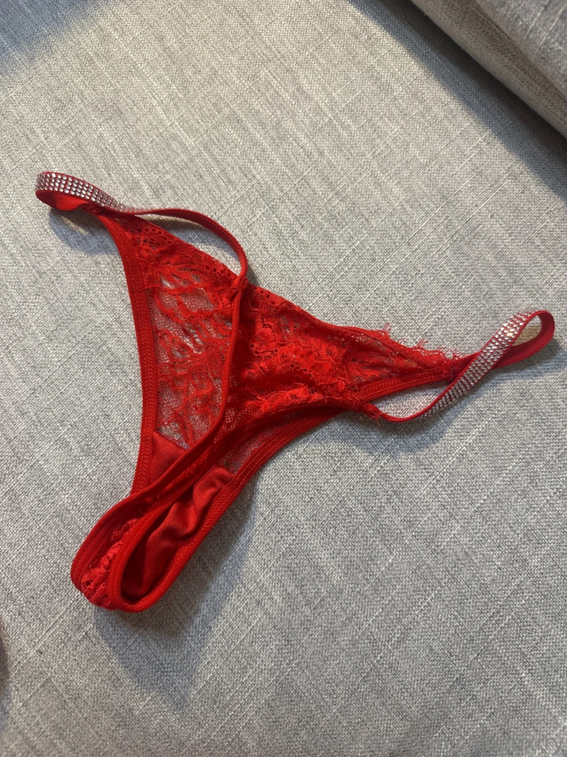 First row 1 red lacey christmas thong with bows 2 red lace thong with part 5 