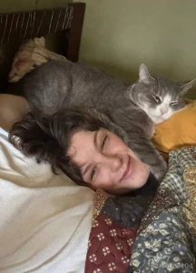 He just cant resist sleeping on my face