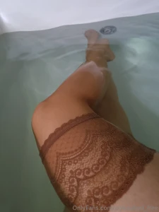 Nylon stockings in the hot tub