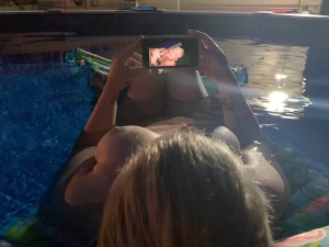 Lounging in the pool just admiring some of my handywork part 2