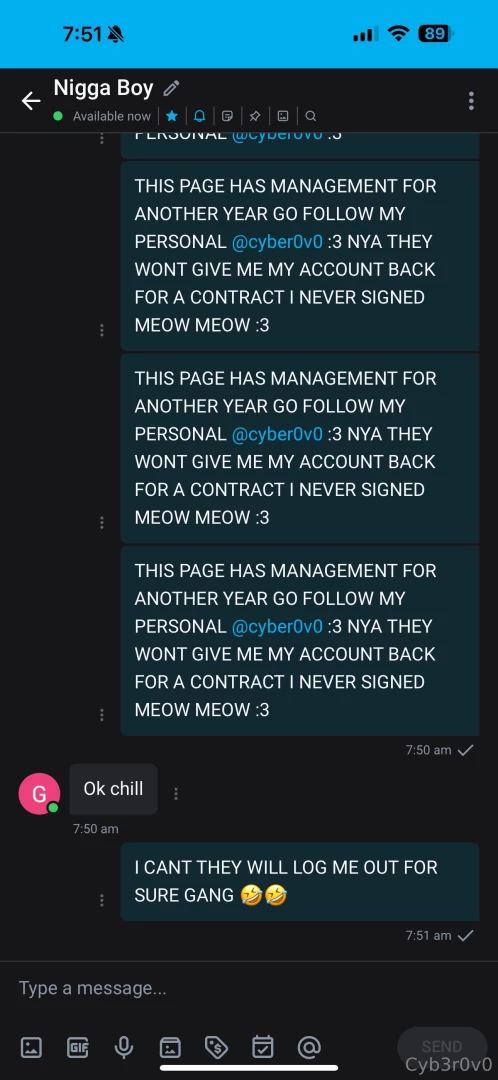 I fear i ate fuck my management keeping me in a contract i never 