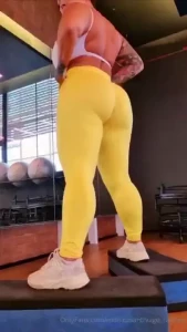 My yellow pants at the gym