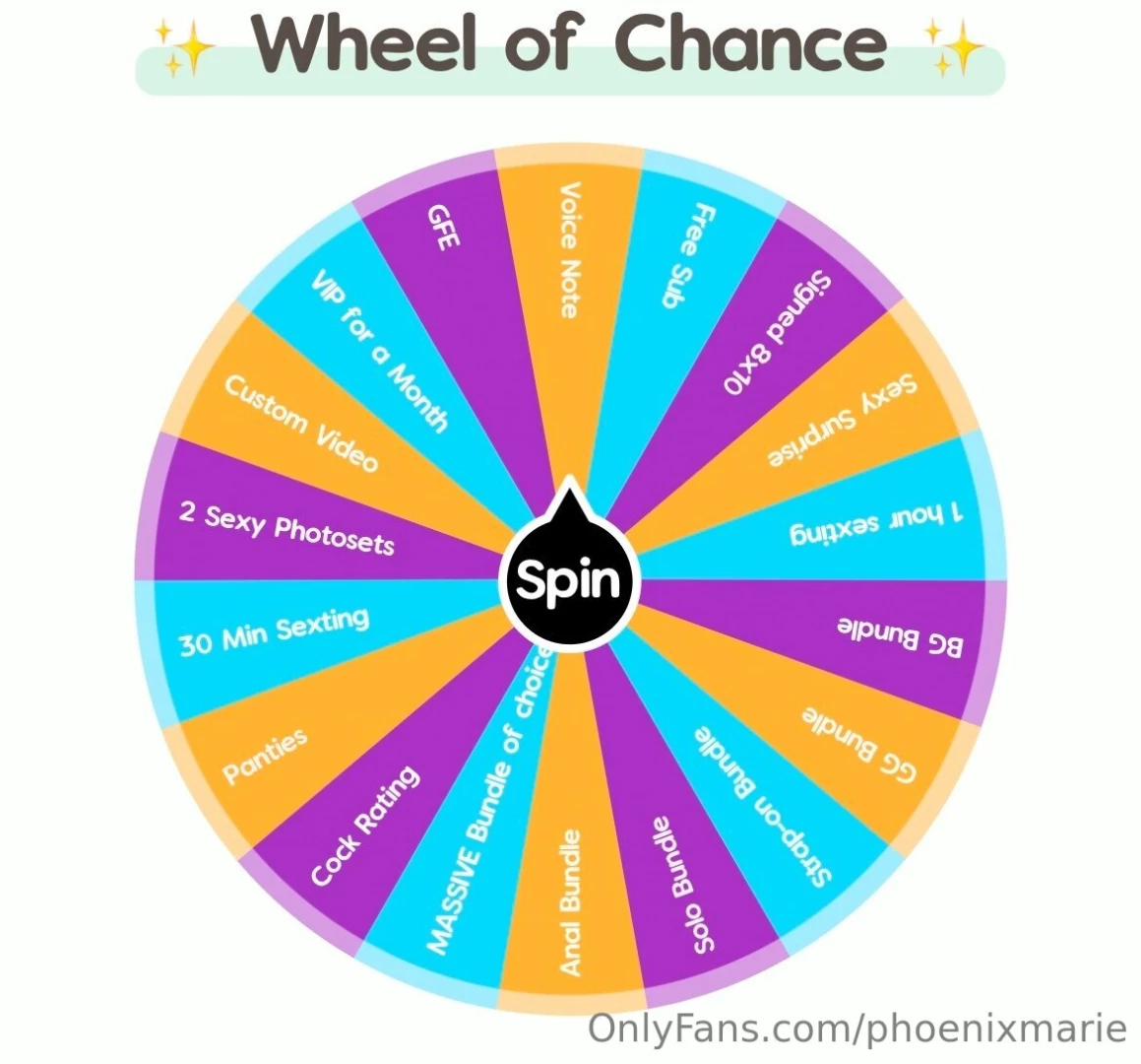 Want a spin spin my wheel of chance for some amazing treats you could 