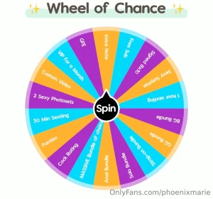 Want a spin spin my wheel of chance for some amazing treats you could