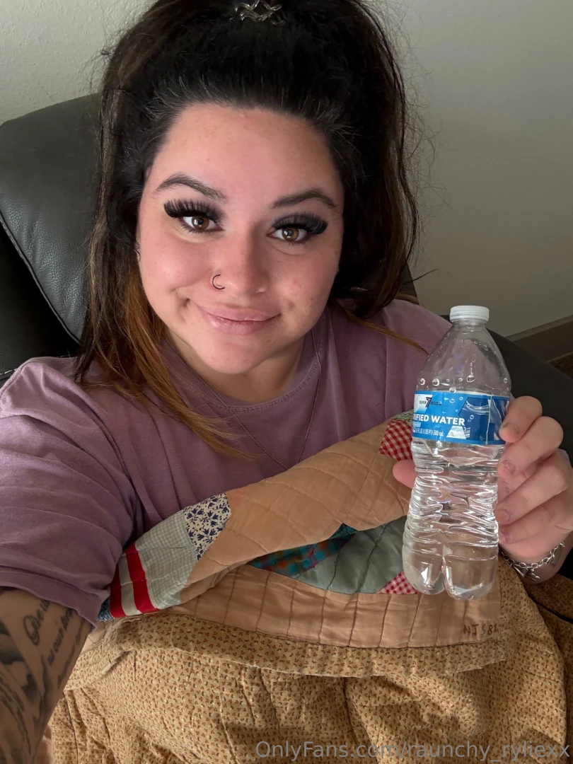 Relaxing on the couch trying to stay hydrated 