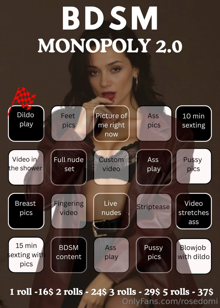 Mistress s monopoly is open wanna play with power roll the dice and 