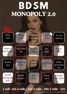 Mistress s monopoly is open wanna play with power roll the dice and