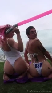 Two horny and hot lesbians are waiting to show off their soaking wet
