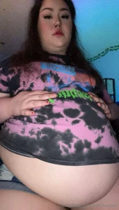 Big balloon belly in a men s large shirt