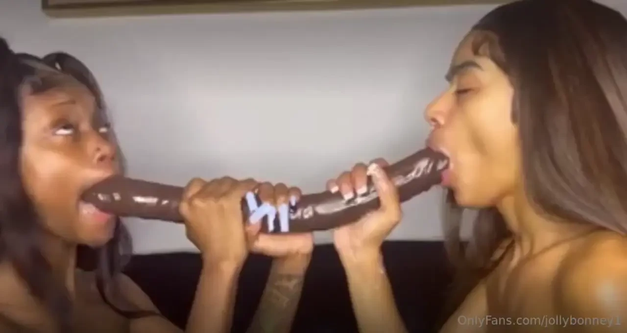 Ever seen two girls get nasty sucking a two sided dildo like this 