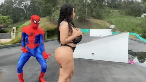 Spiderman went crazy with my goodies ate my pussy and fucked me hard i