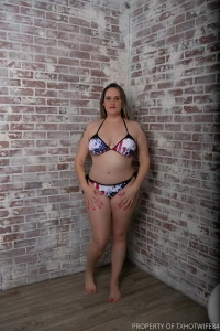 This slutty little body s barely held in by this bikini my nipples are