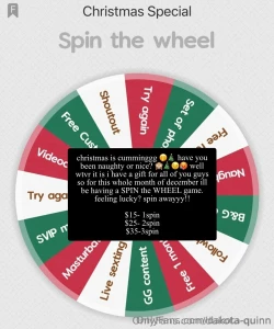 Who s ready to take a spin on my naughty christmas wheel there are