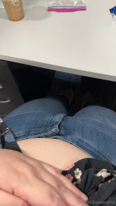 Big belly in tight jeans