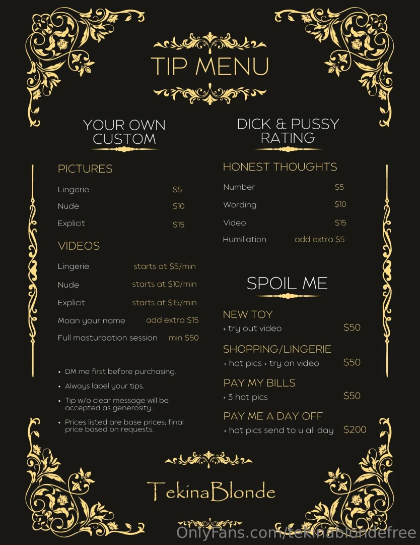 Tip menu hit me up with all your naughty wishes 