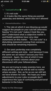 We were permanently suspended from reddit for this conversation the